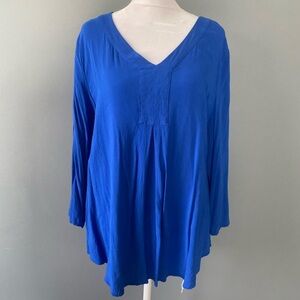 Chico’s 3 Blue V-Neck cold shoulder Women's Top blouse